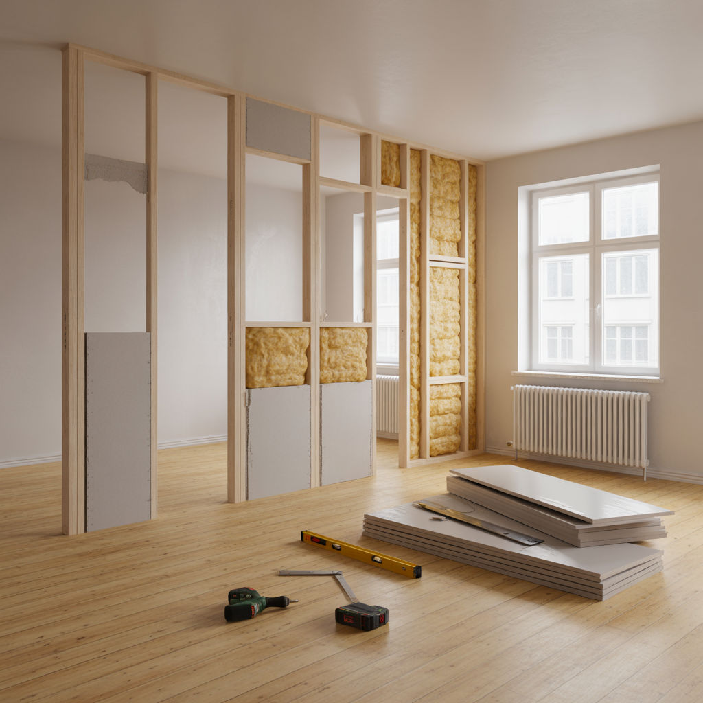 bygga innervagg i gips guide till reglar skivor och pris